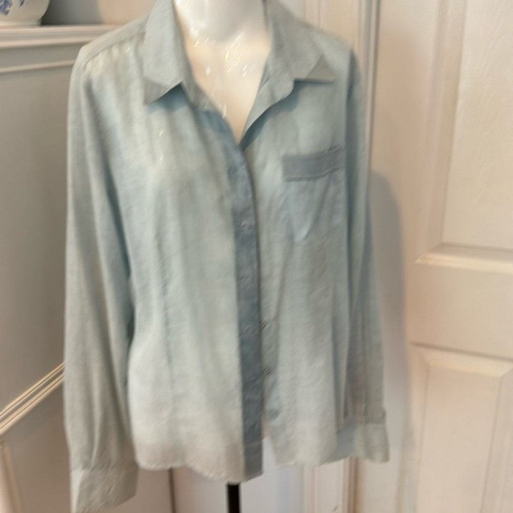 Elie Tahari voile shirt with satin trim